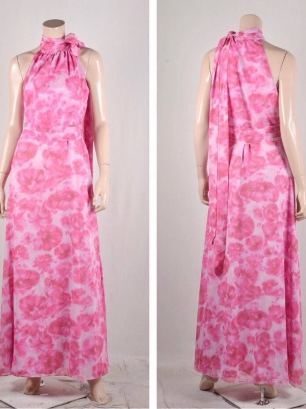 Sachin + Babi Pink Floral Halter-Neck Maxi Dress
